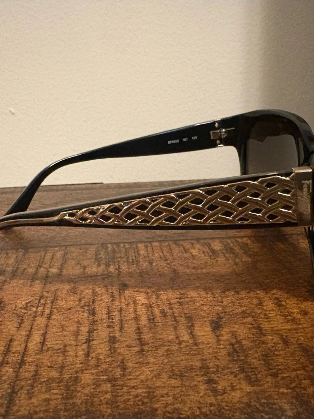 Salvatore Ferragamo Black Frame Sunglasses with Brown Lenses